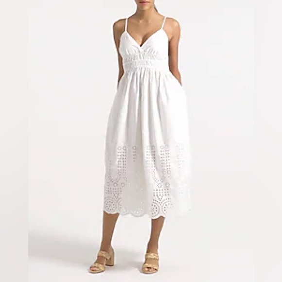 J. Crew Dresses & Skirts - J.Crew Tall smocked eyelet-hem dress in cotton poplin BR452